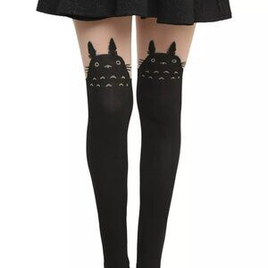 Hot Topic Studio Ghibli My Neighbor Totoro Faux Thigh High Tights Black Size S/M